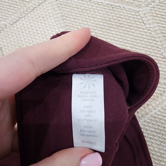 Athleta maroon women's size xs high rise powervita peekaboo 7/8 leggings - Picture 5 of 7